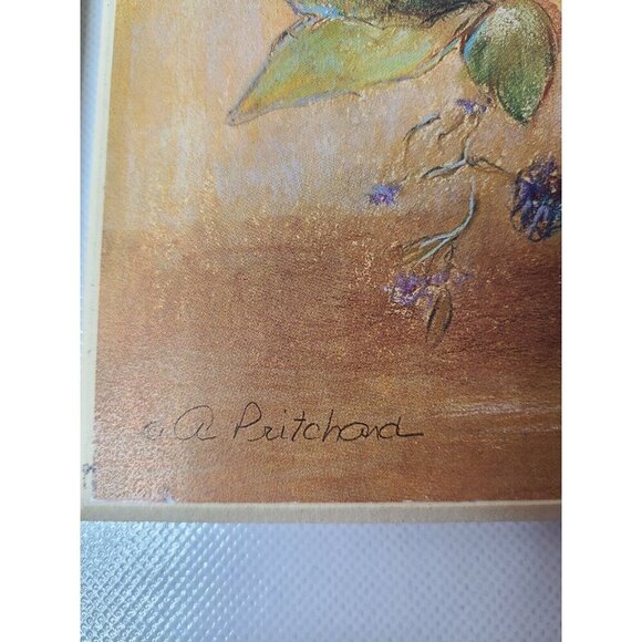 VTG A. Pritchard Roses In Vase Art Print On Wood Wall Decor 2 Pc Set Cottagecore - Picture 2 of 6